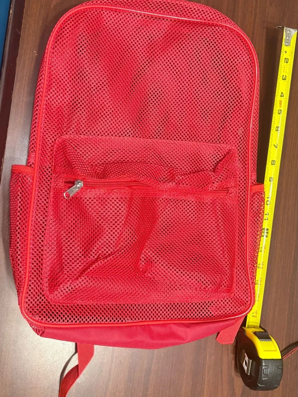 Red Mesh Backpack with Front Zip Pocket - Women’s Backpack